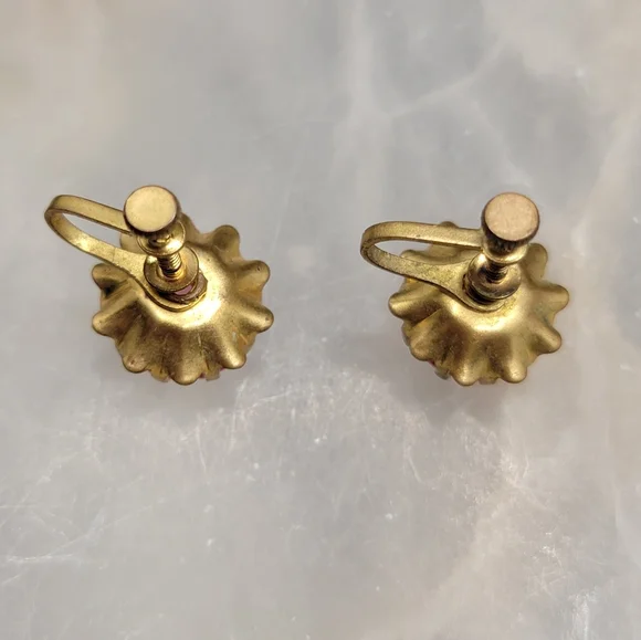 Vintage Pink Rhinestone Screwback Earrings Gold Tone - Picture 9 of 14